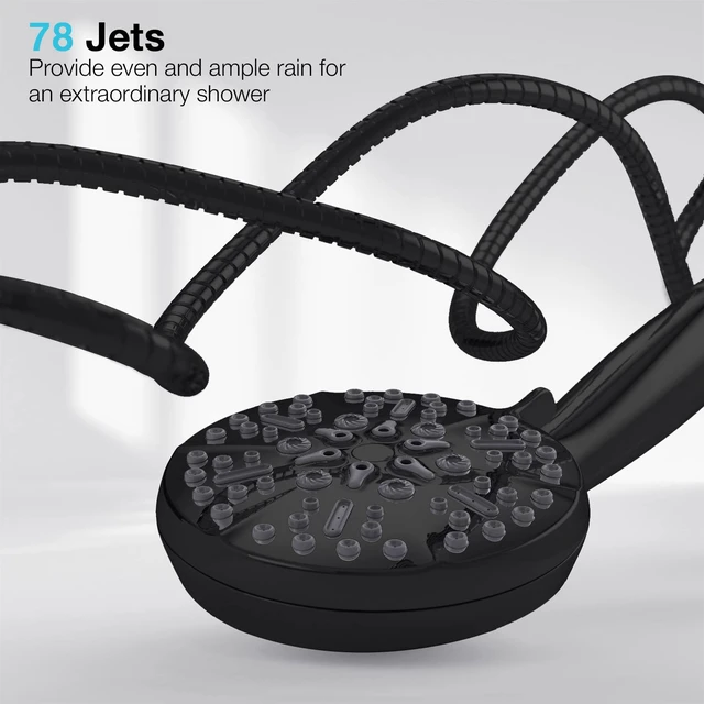 Alt view image 12 of 14 - Matt Black Shower Head with Handheld Spray High Pressure-Multifunction Strong Flow Rain Massage Showerhead with Extra long Hose and Adjustable Overhead Holder La Mejor Regaderas Modernas Para Ducha