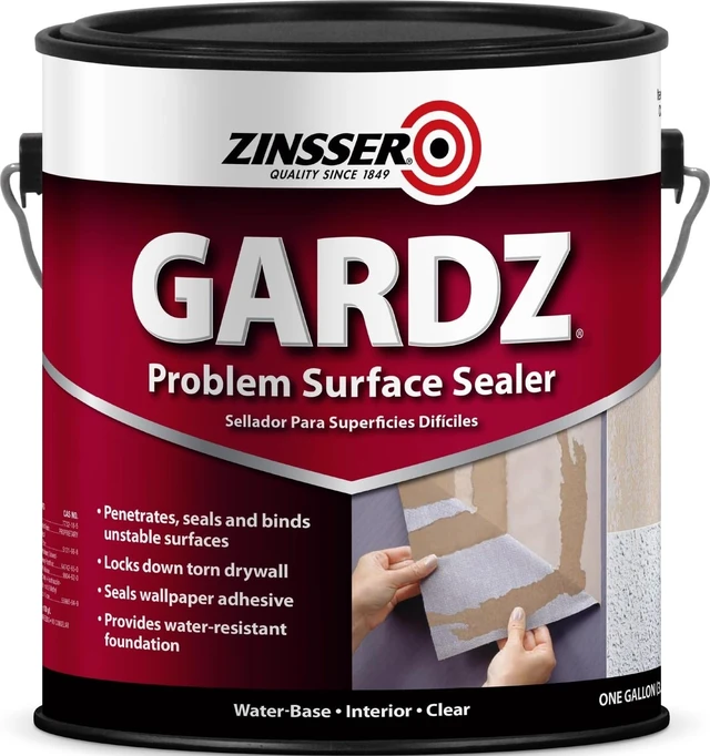 Alt view image 8 of 14 - Gardz Water-Based Problem Surface Sealer, Clear, 1 Gallon Gardz problem surface sealer, 1 Gallon. Clear water-base sealer hardens & seals damaged drywall, torn paper. - Home Decor Products