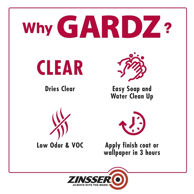 Alt view image 12 of 14 - Gardz Water-Based Problem Surface Sealer, Clear, 1 Gallon Gardz problem surface sealer, 1 Gallon. Clear water-base sealer hardens & seals damaged drywall, torn paper. - Home Decor Products
