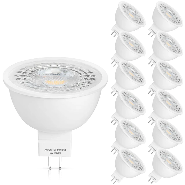 Alt view image 7 of 12 - 12 Pack MR16 LED Bulbs 5W GU5.3 12V Spotlights, 3000K Soft White 50W Halogen Equivalent, Non-Dimmable, 45° Beam Angle, 450lm, Landscape, Recessed, Track Lighting, Low Voltage, Bi-Pin Base