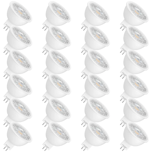 Alt view image 7 of 12 - 24 Pack MR16 LED Bulbs 5W GU5.3 12V Spotlights, 2700K Warm White 50W Halogen Equivalent, Non-Dimmable, 45° Beam Angle, 450lm, Landscape, Recessed, Track Lighting, Low Voltage, Bi-Pin Base
