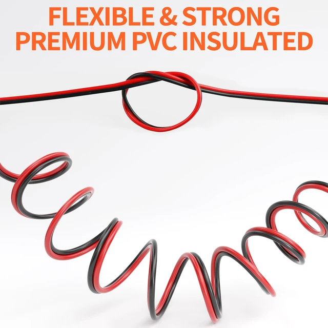 Alt view image 9 of 12 - 300FT 16AWG, 16 Gauge Red Black Hookup Electrical Wire LED Strips Extension Cord 12V/24V DC Cable, 16/2 AWG 2 Conductors Flexible Low Voltage Cable for in-Home, Autos, Schools use