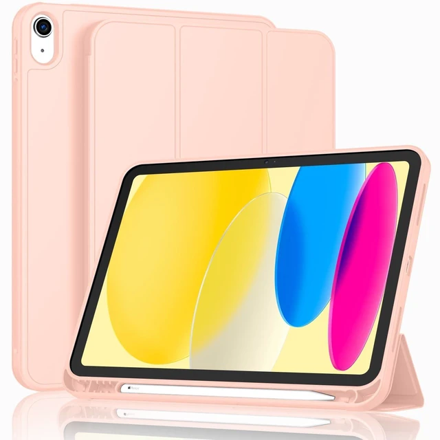 Alt view image 6 of 10 - ToaPoia Case for iPad (A16) 11 Inch 2025/iPad 10th Generation 10.9 Inch 2022, Slim Trifold Stand Protective Cover with Pencil Holder and Soft TPU Back,Support Auto Sleep/Wake (Bisque)