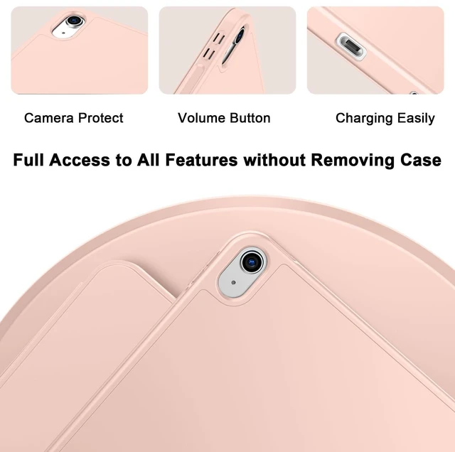 Alt view image 7 of 10 - ToaPoia Case for iPad (A16) 11 Inch 2025/iPad 10th Generation 10.9 Inch 2022, Slim Trifold Stand Protective Cover with Pencil Holder and Soft TPU Back,Support Auto Sleep/Wake (Bisque)