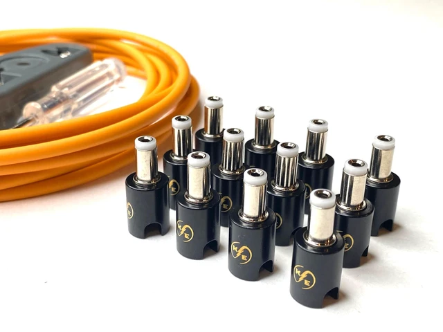 Alt view image 6 of 10 - Kurrent Electric Solderless Standard DC Barrel DIY Kit, 6 Custom Length Cables for Guitar Effects Pedals (Orange Cable Kit)