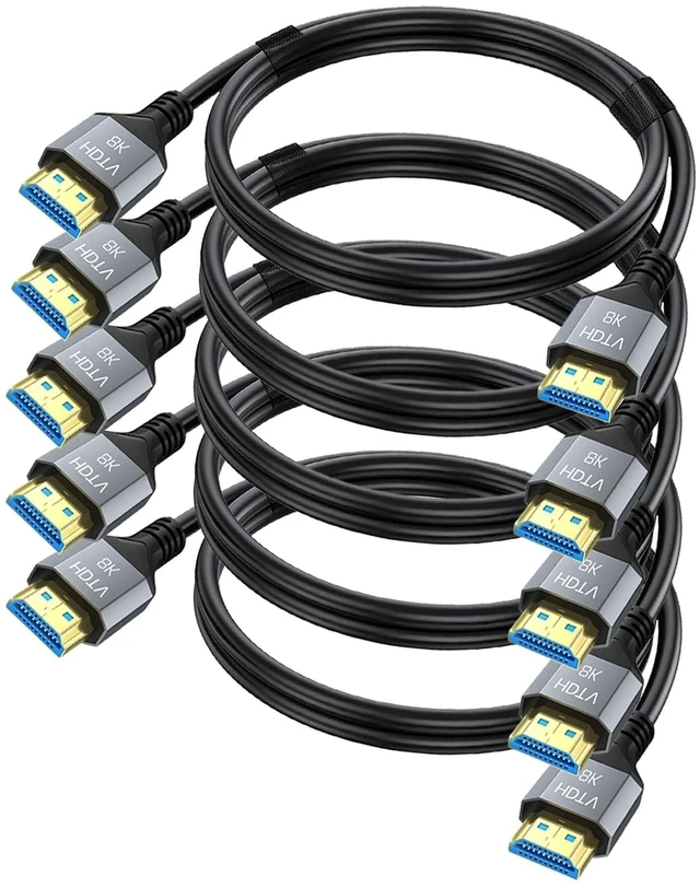 Alt view image 2 of 2 - CEFOJQAO 8K HDMI 2.1 Cable 6.6 FT 5-Pack, Shielded HDMI Cord 6.6FT, 48Gbps High Speed Computer HDMI TV Monitor Cord-8K@60Hz, 4K@120Hz/165Hz, HDCP 2.2&2.3, HDR 10 for ARC, eARC, PS4 PS5 Sound Bar/Rok