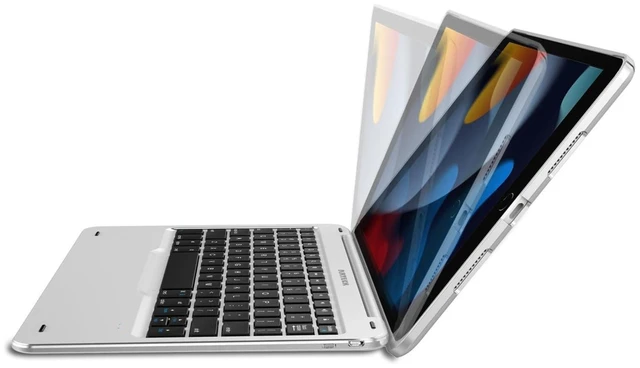 Alt view image 9 of 10 - Arteck iPad 9th Gen (10.2-inch, 2021) Keyboard Case, Ultra-Thin Bluetooth Keyboard with Folio Full Protection Case for Apple 10.2-inch iPad 9 (2021) 8 and 7 with 130 Degree Swivel Rotating