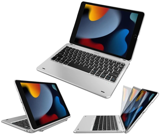 Alt view image 8 of 10 - Arteck iPad 9th Gen (10.2-inch, 2021) Keyboard Case, Ultra-Thin Bluetooth Keyboard with Folio Full Protection Case for Apple 10.2-inch iPad 9 (2021) 8 and 7 with 130 Degree Swivel Rotating