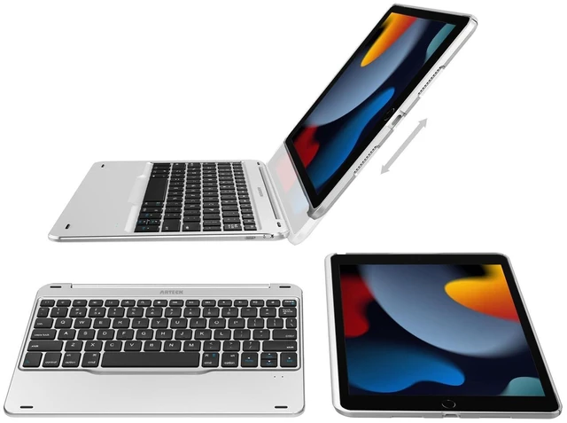 Alt view image 10 of 10 - Arteck iPad 9th Gen (10.2-inch, 2021) Keyboard Case, Ultra-Thin Bluetooth Keyboard with Folio Full Protection Case for Apple 10.2-inch iPad 9 (2021) 8 and 7 with 130 Degree Swivel Rotating