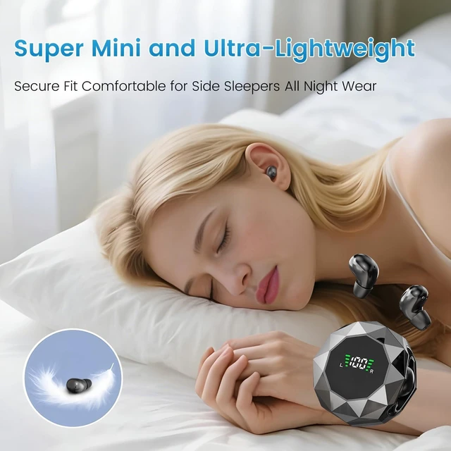 Alt view image 9 of 10 - MSHUKCOE Smallest Invisible Mini Earbuds Wireless Bluetooth Headset, Low Profile Micro Tiny Discreet Hidden Earbudsfor Work, Small Headphones, Invisible Sleep Earphones for Small Ear Canals (Black)