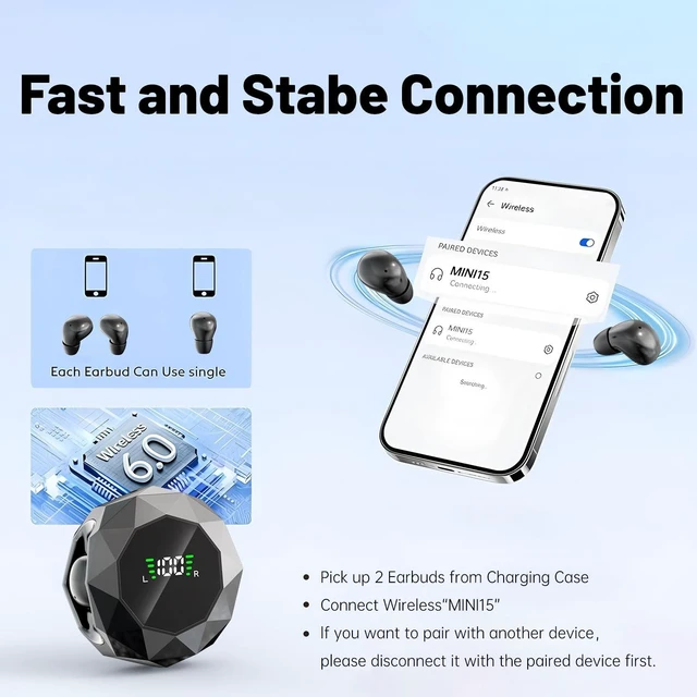 Alt view image 7 of 10 - MSHUKCOE Smallest Invisible Mini Earbuds Wireless Bluetooth Headset, Low Profile Micro Tiny Discreet Hidden Earbudsfor Work, Small Headphones, Invisible Sleep Earphones for Small Ear Canals (Black)