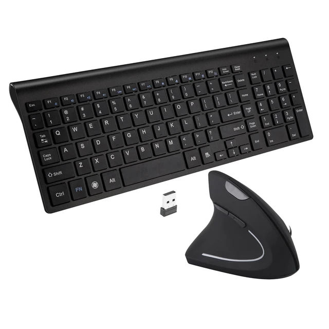 Alt view image 6 of 10 - Fonicer Left Handed 2.4GHz Wireless Vertical Ergonomic Mouse and Keyboard Combo Ultra-Thin Portable Size for PC Desktop Computer Laptop Mac Tablet, Black