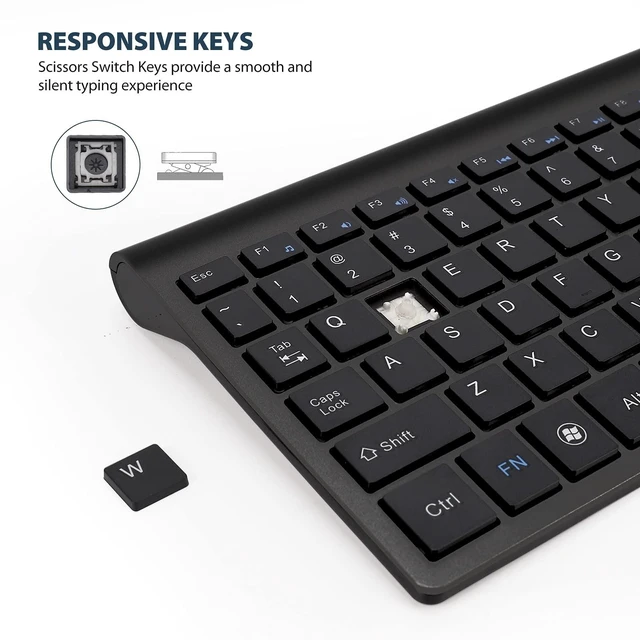 Alt view image 7 of 10 - Fonicer Left Handed 2.4GHz Wireless Vertical Ergonomic Mouse and Keyboard Combo Ultra-Thin Portable Size for PC Desktop Computer Laptop Mac Tablet, Black