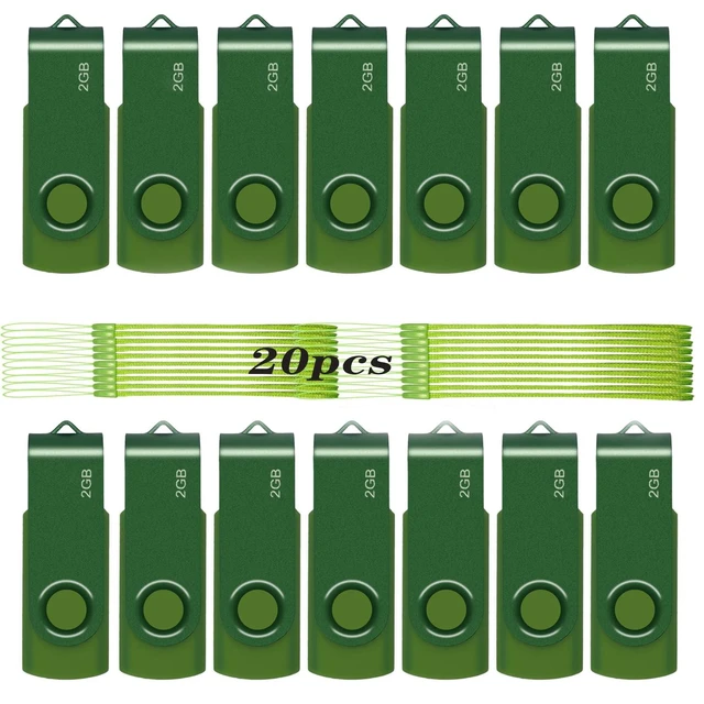 Alt view image 6 of 10 - XUANREG 20PCS USB Flash Drive 2GB,USB 2.0 Thumb USB Drives with 20 Lanyards Flash Drive Green 2GB