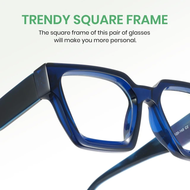 Alt view image 9 of 10 - Cyxus Oversized Square Blue Light Blocking Glasses Women Men Chic Preppy Thick Frame Computer Eyeglasses Anti Eyestrain 8224
