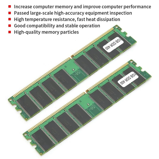 Alt view image 10 of 10 - 2PCS DDR Memory, 400Mhz 1GB 184Pin Memory Designed for DDR PC3200 Desktop Computer, Full Compatible Double Sided 16-Grain Memory Module Desktop Computer Upgrade