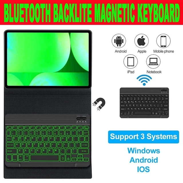Alt view image 9 of 10 - Keyboard Case for Samsung Galaxy Tab 10 FE Plus 13.1inch, S10 FE+ Smart Keyboard Case Magentic Keyboard Cover with S-Pen Holder, Green