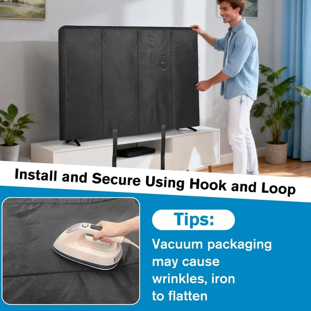 Alt view image 10 of 10 - JZHLLA Waterproof Oxford TV Cover for Moving 0.25 Inch Thick Tear Resistance Screen Protector Cover Fits 50"-55" TV with Foam Filling and Bottom Strap for House Moving, Storing