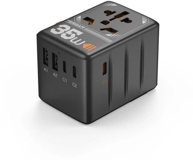 Alt view image 6 of 10 - TESSAN Universal Travel Adapter, 35W International Plug Adaptor with 3 USB C and 2 USB A Charging Ports, Worldwide Power Outlet for US to European EU UK AUS Ireland(Type C/G/A/I)