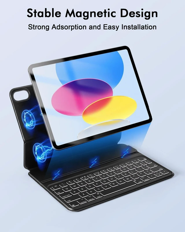 Alt view image 8 of 10 - Keyboard Case for iPad 10th Generation 10.9 inch 2022 and iPad 11th Generation A16 11 inch 2025, Not Removable Bluetooth Keyboard Case with Wireless Keyboard and Mouse for ipad 10th/11th Gen, Black