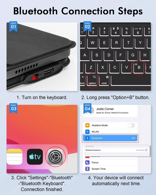 Alt view image 10 of 10 - Keyboard Case for iPad 10th Generation 10.9 inch 2022 and iPad 11th Generation A16 11 inch 2025, Not Removable Bluetooth Keyboard Case with Wireless Keyboard and Mouse for ipad 10th/11th Gen, Black