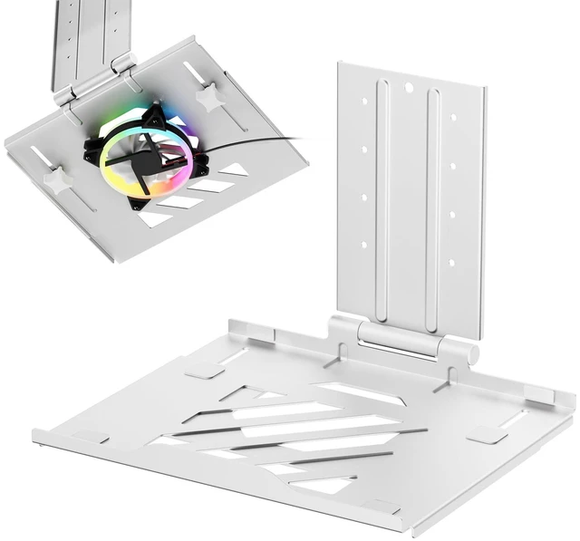 Alt view image 6 of 10 - AVLT Adjustable Laptop Tray with Support for 120mm Fan Compatible with VESA 75x75 Monitor Arm - Fits Up to 17 Inch Laptop - White (Fan Not Included)