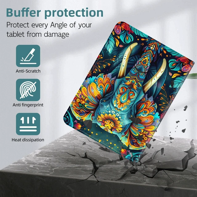 Alt view image 8 of 10 - ETLKJVBL for iPad A16 Case, Stand Cover Multi Angle Viewing, Auto Sleep/Wake, Colorful Elephant Exquisite Leather for iPad 11th Generation Case