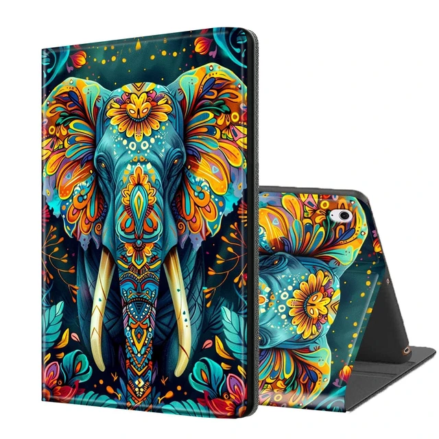 Alt view image 6 of 10 - ETLKJVBL for iPad A16 Case, Stand Cover Multi Angle Viewing, Auto Sleep/Wake, Colorful Elephant Exquisite Leather for iPad 11th Generation Case