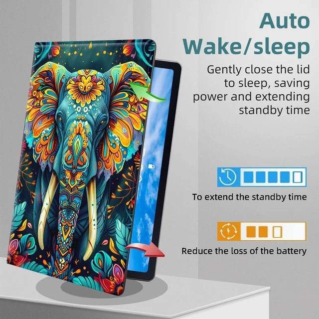 Alt view image 9 of 10 - ETLKJVBL for iPad A16 Case, Stand Cover Multi Angle Viewing, Auto Sleep/Wake, Colorful Elephant Exquisite Leather for iPad 11th Generation Case