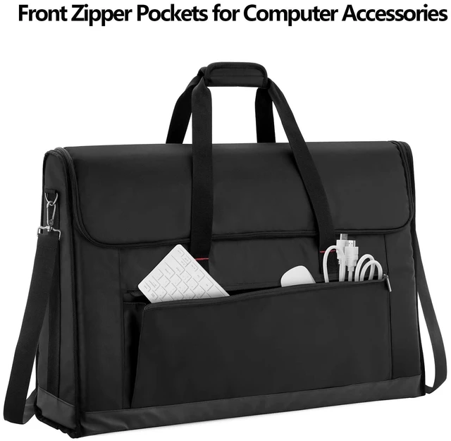 Alt view image 8 of 10 - Trunab Monitor Carrying Case 24-27 Inch Padded Travel Bag Hold Up to 2 LCD Screens/TVs, Not Compatible with iMac, with Accessories Pocket, Shoulder Strap, PU Bottom, Black