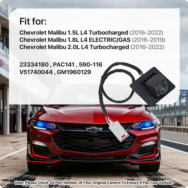 Alt view image 7 of 10 - 23334180 Rear View Camera Replacement for Chevrolet Malibu 2016-2022, OE Backup Cam Replaces PAC141, 590-116, V51740044, GM1960129 by GreenYi