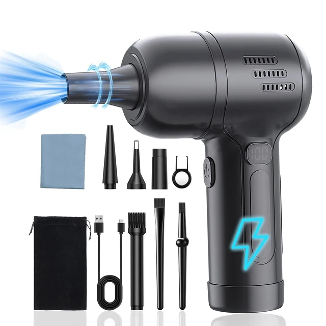 Alt view image 6 of 10 - Maxisola Electric Compressed Air Duster, 3-Gear Dust Blower 100000RPM Brushless for Electronics Computers PC Keyboards Non-Canned Cleaner - 7800mAh Rechargeable with LCD Display
