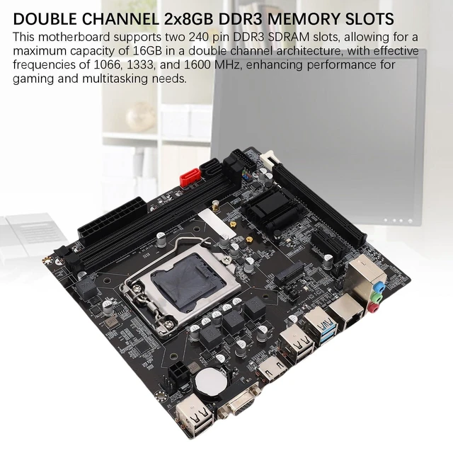 Alt view image 7 of 10 - Zunate B75 Micro ATX Gaming Motherboard for LGA 1155, Supports 2nd 3rd Gen Core i3 i5 i7 ^^ Dual Channel DDR3 16GB, M.2 NVMe NGFF SATA 3.0 USB 3.0, HDMI VGA