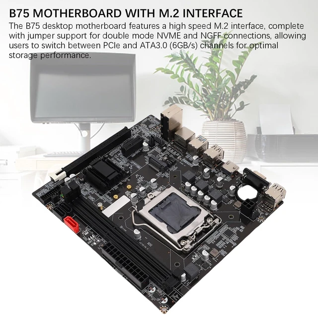 Alt view image 9 of 10 - Zunate B75 Micro ATX Gaming Motherboard for LGA 1155, Supports 2nd 3rd Gen Core i3 i5 i7 ^^ Dual Channel DDR3 16GB, M.2 NVMe NGFF SATA 3.0 USB 3.0, HDMI VGA
