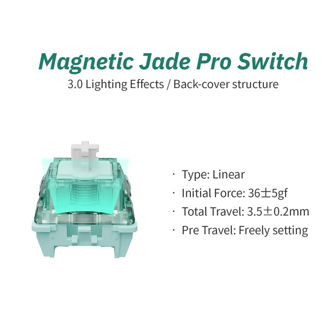 Alt view image 7 of 10 - GATERON Magnetic Jade Pro Keyboard Switches, Linear Factory Pre-lubed Freely Setting Pre-Travel 20mm Longer Spring Key Switches for Magnetic Gaming Keyboard(108PCS)