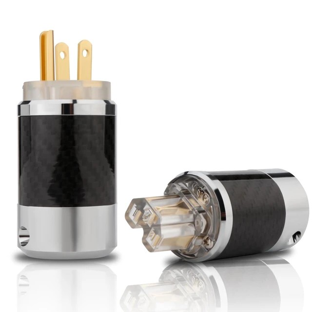 Alt view image 6 of 10 - Monosaudio Audio Power Plug Black Carbon Fiber Transparent Aluminum Shell 10A/250V 15A/125V Power Connector Brass IEC320 C13 Connector for DIY Audiophile Power Cord Audio Power Cable(Gold Plated)