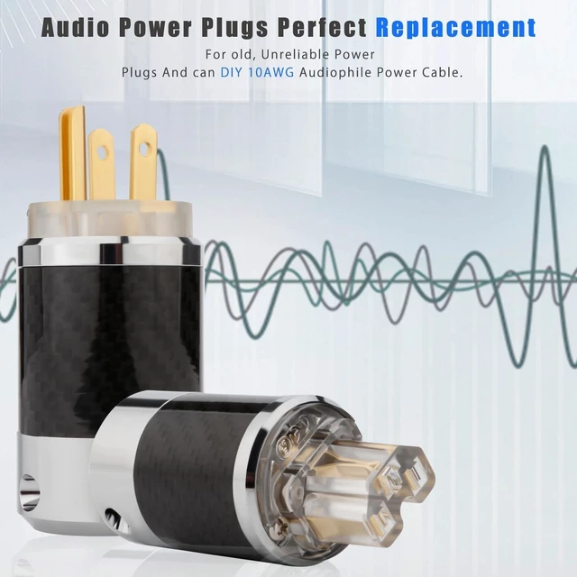 Alt view image 7 of 10 - Monosaudio Audio Power Plug Black Carbon Fiber Transparent Aluminum Shell 10A/250V 15A/125V Power Connector Brass IEC320 C13 Connector for DIY Audiophile Power Cord Audio Power Cable(Gold Plated)