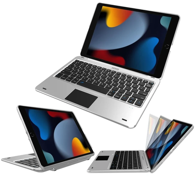 Alt view image 8 of 10 - Arteck iPad 9th Gen 10.2-inch 2021 Keyboard Case with Track Pad, Bluetooth Keyboard with Folio Full Protection Case and Touch Pad for Apple 10.2-inch iPad 9, 8, 7 with 130 Degree Swivel Rotating