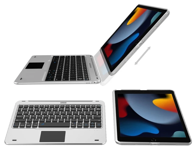 Alt view image 10 of 10 - Arteck iPad 9th Gen 10.2-inch 2021 Keyboard Case with Track Pad, Bluetooth Keyboard with Folio Full Protection Case and Touch Pad for Apple 10.2-inch iPad 9, 8, 7 with 130 Degree Swivel Rotating