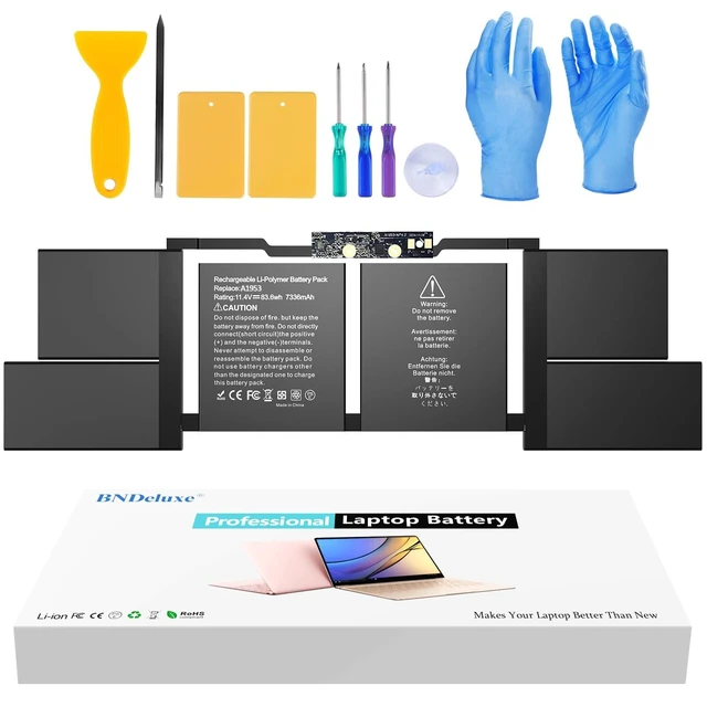 Alt view image 6 of 10 - BNDeluxe A1953 Battery A1990 MacBook Pro Battery Replacement for MacBook Pro 15 Inch A1990 (Mid 2018 2019) EMC 3215 3359 MV902LL/A MV912LL/A MV922LL/A MV942LL/A MV952LL/A MV962LL/A LL/A 84.36Wh 11.4V