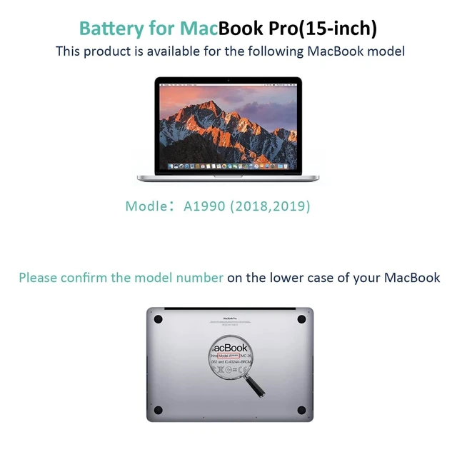 Alt view image 7 of 10 - BNDeluxe A1953 Battery A1990 MacBook Pro Battery Replacement for MacBook Pro 15 Inch A1990 (Mid 2018 2019) EMC 3215 3359 MV902LL/A MV912LL/A MV922LL/A MV942LL/A MV952LL/A MV962LL/A LL/A 84.36Wh 11.4V