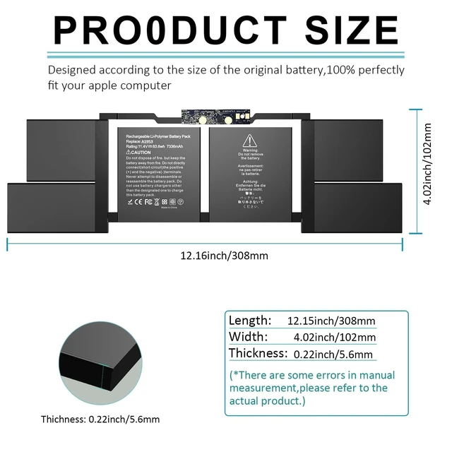 Alt view image 8 of 10 - BNDeluxe A1953 Battery A1990 MacBook Pro Battery Replacement for MacBook Pro 15 Inch A1990 (Mid 2018 2019) EMC 3215 3359 MV902LL/A MV912LL/A MV922LL/A MV942LL/A MV952LL/A MV962LL/A LL/A 84.36Wh 11.4V