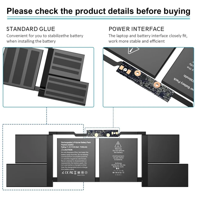 Alt view image 10 of 10 - BNDeluxe A1953 Battery A1990 MacBook Pro Battery Replacement for MacBook Pro 15 Inch A1990 (Mid 2018 2019) EMC 3215 3359 MV902LL/A MV912LL/A MV922LL/A MV942LL/A MV952LL/A MV962LL/A LL/A 84.36Wh 11.4V