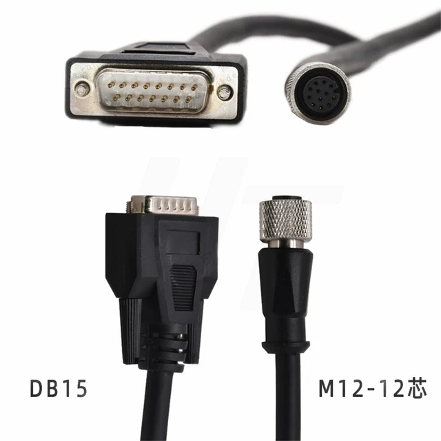 Alt view image 7 of 8 - HangTon Cognex Sensor Card Reader Data Cable in-Sight 7000 8000 M12 A-Coded 12 Pin Female to DB15 RS-232 3m
