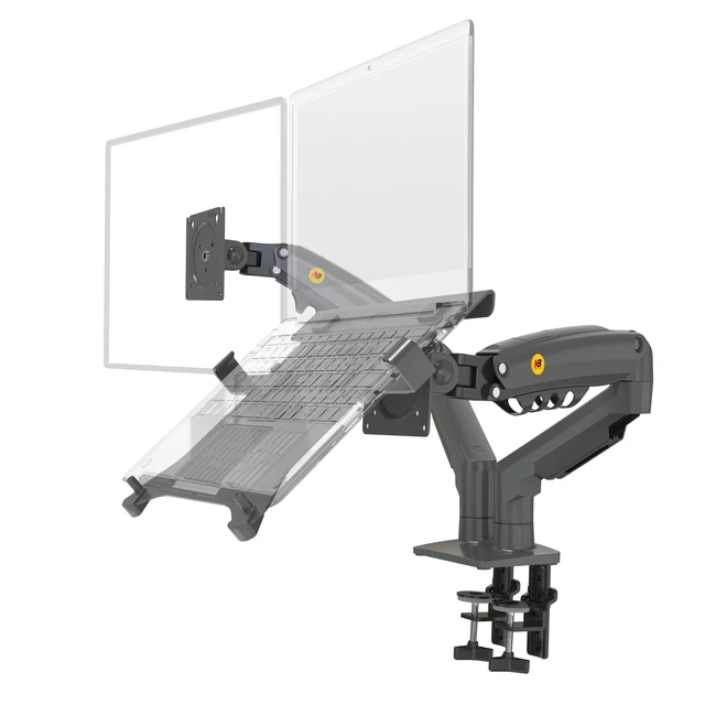 Alt view image 6 of 10 - NB ERGONOMIC Laptop Mount with Adjustable Tray for 10-17Notebook, Full Motion Arm with VESA Plate for 17-30Monitor,Clamp-on Grommet Mounting F160-FP