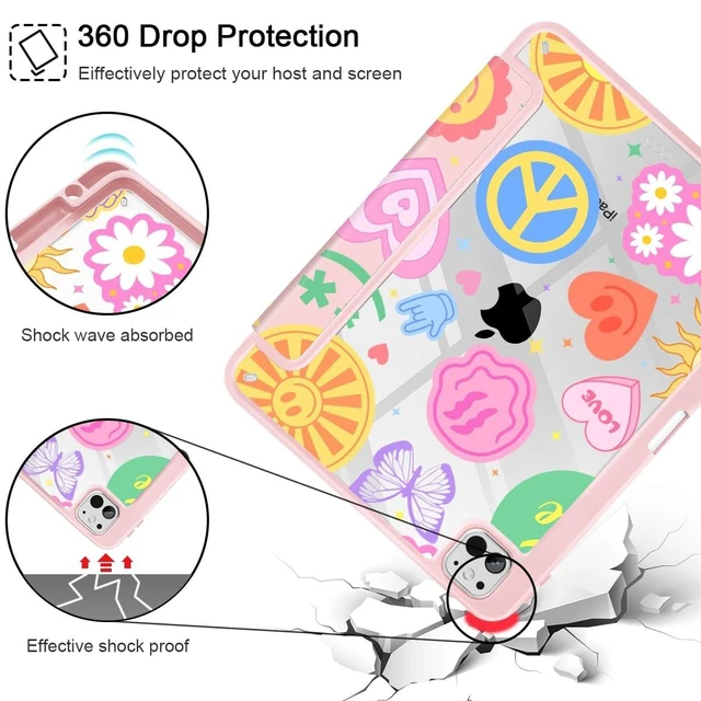 Alt view image 10 of 10 - May Chen Case for iPad Pro 11-Inch M5/M4 2025/2024 (6th/5th Generation), Clear Transparent Print Back Shell Slim Stand Shockproof Tablet Cover, Auto Wake/Sleep, Smile Art