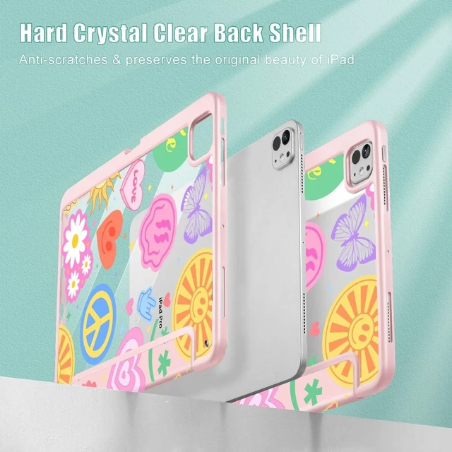 Alt view image 9 of 10 - May Chen Case for iPad Pro 11-Inch M5/M4 2025/2024 (6th/5th Generation), Clear Transparent Print Back Shell Slim Stand Shockproof Tablet Cover, Auto Wake/Sleep, Smile Art
