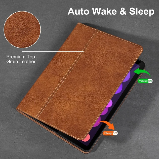 Alt view image 8 of 10 - Gexmil Leather Case for iPad mini 7 (A17 Pro) 2024 / iPad mini 6 Generation 2021 8.3 Inch,Premium Cowhide Cover with Adjustable Stand, Auto Wake/Sleep,Vegetable Tanned Brown