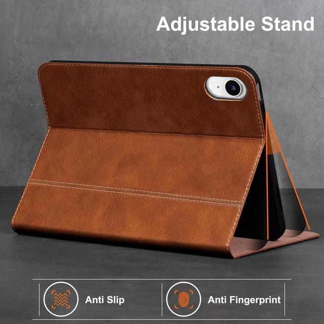 Alt view image 9 of 10 - Gexmil Leather Case for iPad mini 7 (A17 Pro) 2024 / iPad mini 6 Generation 2021 8.3 Inch,Premium Cowhide Cover with Adjustable Stand, Auto Wake/Sleep,Vegetable Tanned Brown
