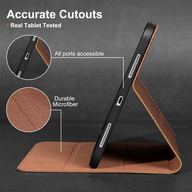 Alt view image 10 of 10 - Gexmil Leather Case for iPad mini 7 (A17 Pro) 2024 / iPad mini 6 Generation 2021 8.3 Inch,Premium Cowhide Cover with Adjustable Stand, Auto Wake/Sleep,Vegetable Tanned Brown